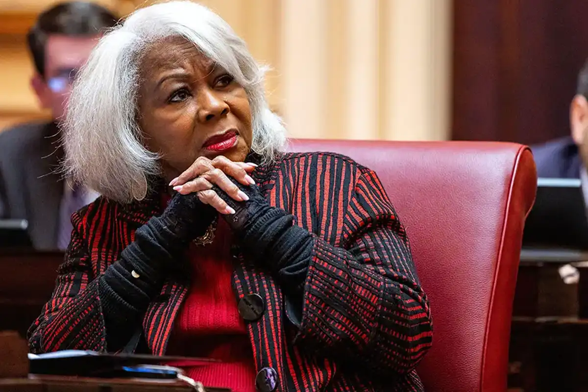 Democratic President Pro Tempore state Sen. L. Louise Lucas, D-Portsmouth, listens to speakers during session in Senate Chambers at the Virginia State Capitol in Richmond on Wednesday, Feb. 18, 2026. (Kendall Warner/The Virginian-Pilot)
