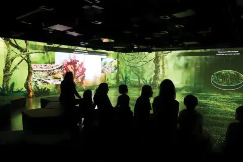 people stand outside of an exhibit at the National Geographic Museum of Exploration