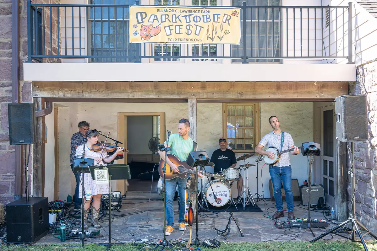 Folk band playing at outdoor venue in park
