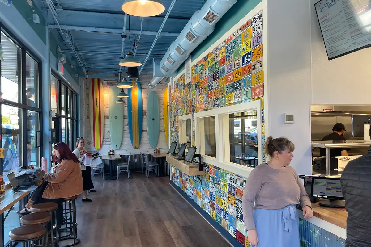The interior of Surfside Taco stand in McLean