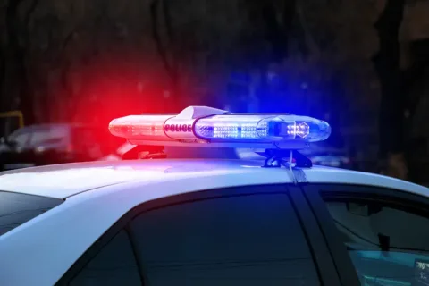 police lights on police car