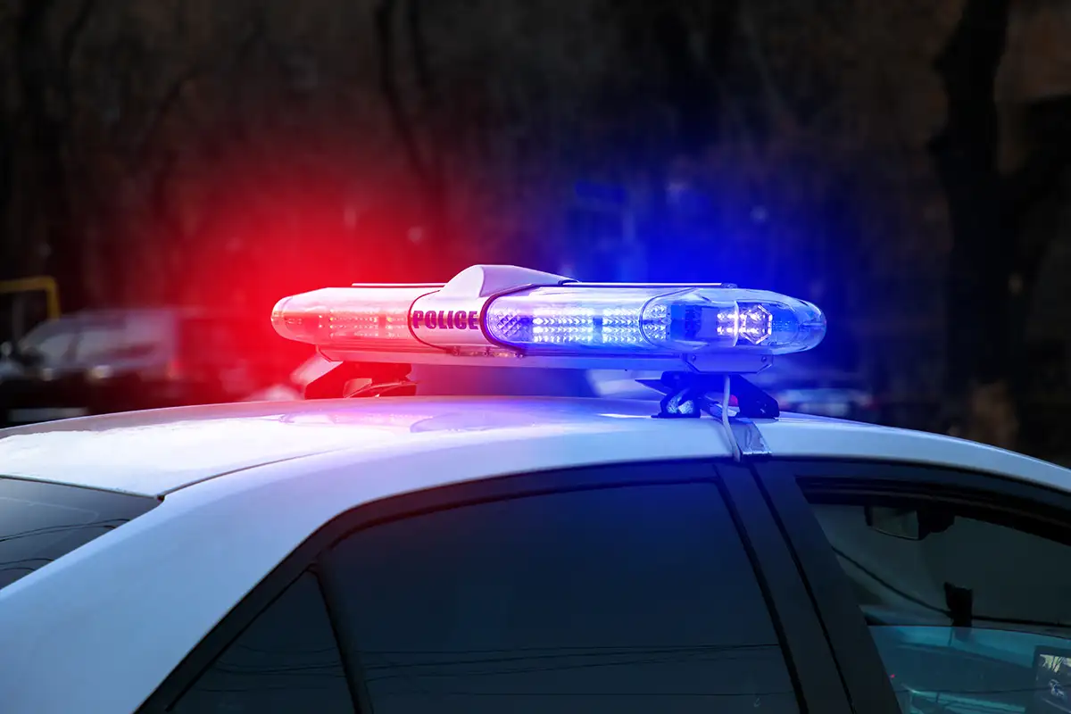 police lights on police car